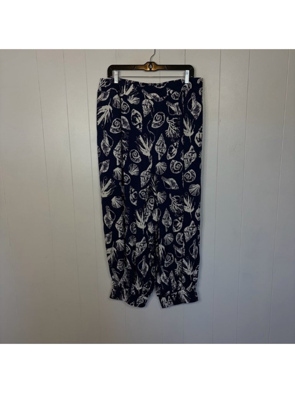 Venus Navy Blue Tropical Beach Joggers Pants Pull On Waist Elastic size 1X - Picture 3 of 13